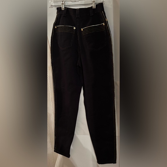 New Versus Versace Black Stretch Jeans Gold Piping size 28/42 Small made Italy - Picture 2 of 16